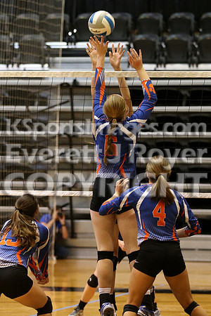 Otis-Bison defeated Beloit St. John's-Tipton in a semifinal game at the KSHSAA Class 1AD2 Volleyball State Championship on Saturday, October 28, 2017.  (Photo: Everett Royer, www.ksportsimages.com)