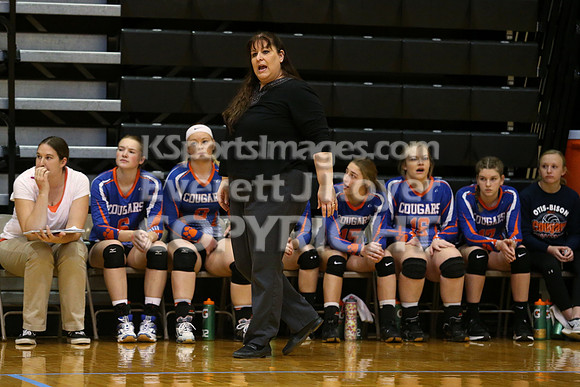 Otis-Bison defeated Beloit St. John's-Tipton in a semifinal game at the KSHSAA Class 1AD2 Volleyball State Championship on Saturday, October 28, 2017.  (Photo: Everett Royer, www.ksportsimages.com)