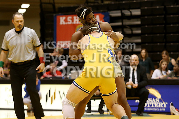 At 220,  Jacob Green, Norton defeated Chris Cox, Oakley by Fall in the 3-2-1A 2017 KSHSAA Wrestling Championship Finals, Saturday, February 25, 2017.