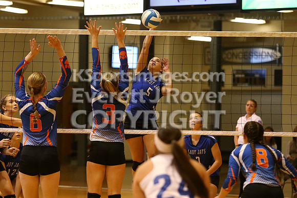 Otis-Bison defeated Beloit St. John's-Tipton in a semifinal game at the KSHSAA Class 1AD2 Volleyball State Championship on Saturday, October 28, 2017.  (Photo: Everett Royer, www.ksportsimages.com)