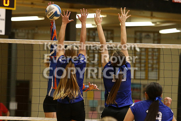 Otis-Bison defeated Beloit St. John's-Tipton in a semifinal game at the KSHSAA Class 1AD2 Volleyball State Championship on Saturday, October 28, 2017.  (Photo: Everett Royer, www.ksportsimages.com)