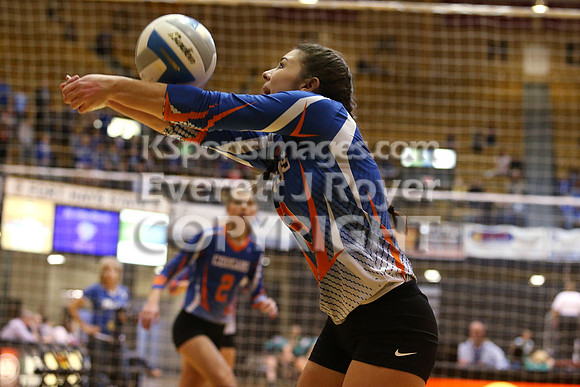 Otis-Bison defeated Beloit St. John's-Tipton in a semifinal game at the KSHSAA Class 1AD2 Volleyball State Championship on Saturday, October 28, 2017.  (Photo: Everett Royer, www.ksportsimages.com)
