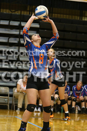 Otis-Bison defeated Beloit St. John's-Tipton in a semifinal game at the KSHSAA Class 1AD2 Volleyball State Championship on Saturday, October 28, 2017.  (Photo: Everett Royer, www.ksportsimages.com)