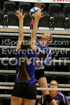 Otis-Bison defeated Beloit St. John's-Tipton in a semifinal game at the KSHSAA Class 1AD2 Volleyball State Championship on Saturday, October 28, 2017.  (Photo: Everett Royer, www.ksportsimages.com)