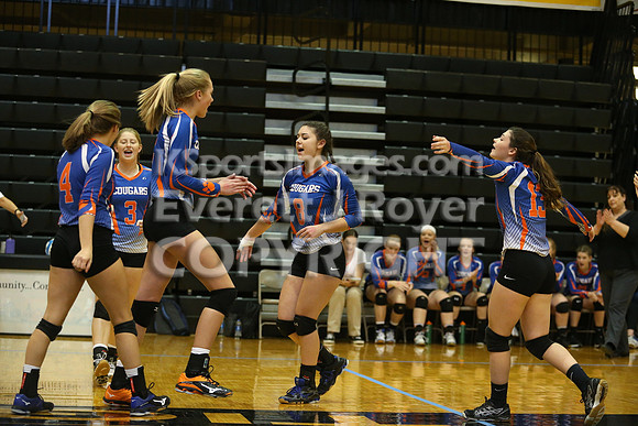 Otis-Bison defeated Beloit St. John's-Tipton in a semifinal game at the KSHSAA Class 1AD2 Volleyball State Championship on Saturday, October 28, 2017.  (Photo: Everett Royer, www.ksportsimages.com)