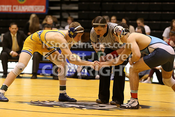 At 120, Ryan Johnson, Norton defeated  Tyler Kester, Cherokee-Southeast 4-3 in the 3-2-1A 2017 KSHSAA Wrestling Championship Finals, Saturday, February 25, 2017.