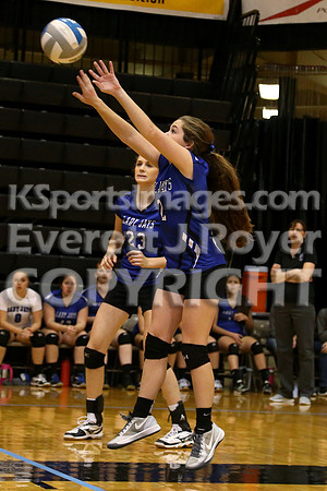 Otis-Bison defeated Beloit St. John's-Tipton in a semifinal game at the KSHSAA Class 1AD2 Volleyball State Championship on Saturday, October 28, 2017.  (Photo: Everett Royer, www.ksportsimages.com)