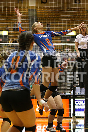 Otis-Bison defeated Beloit St. John's-Tipton in a semifinal game at the KSHSAA Class 1AD2 Volleyball State Championship on Saturday, October 28, 2017.  (Photo: Everett Royer, www.ksportsimages.com)