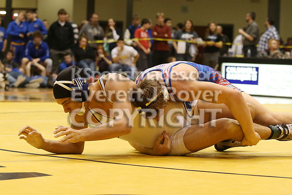 At 195, Jacob Jenkins, Chaparral defeated  Tyler Palic, Marion by Fall in the 3-2-1A 2017 KSHSAA Wrestling Championship Finals, Saturday, February 25, 2017.