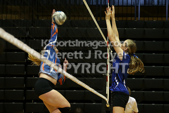 Otis-Bison defeated Beloit St. John's-Tipton in a semifinal game at the KSHSAA Class 1AD2 Volleyball State Championship on Saturday, October 28, 2017.  (Photo: Everett Royer, www.ksportsimages.com)