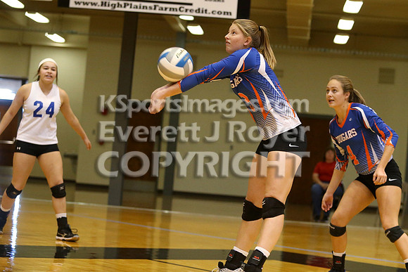 Otis-Bison defeated Beloit St. John's-Tipton in a semifinal game at the KSHSAA Class 1AD2 Volleyball State Championship on Saturday, October 28, 2017.  (Photo: Everett Royer, www.ksportsimages.com)