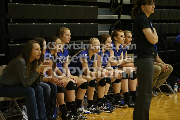 Otis-Bison defeated Beloit St. John's-Tipton in a semifinal game at the KSHSAA Class 1AD2 Volleyball State Championship on Saturday, October 28, 2017.  (Photo: Everett Royer, www.ksportsimages.com)