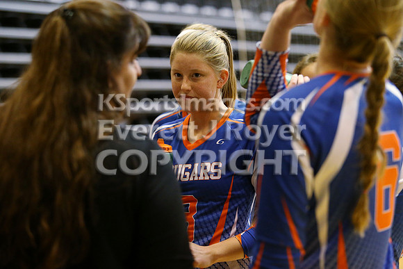 Otis-Bison defeated Beloit St. John's-Tipton in a semifinal game at the KSHSAA Class 1AD2 Volleyball State Championship on Saturday, October 28, 2017.  (Photo: Everett Royer, www.ksportsimages.com)