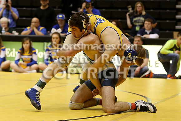 At 120, Ryan Johnson, Norton defeated  Tyler Kester, Cherokee-Southeast 4-3 in the 3-2-1A 2017 KSHSAA Wrestling Championship Finals, Saturday, February 25, 2017.