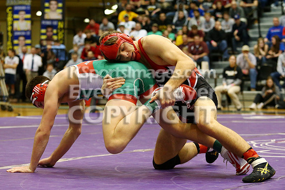 At 152, Christopher Ball, Hoisington defeated Colton Hutchinson, Smith Center 3-0 in the KSHSAA 2018 3-2-1A State Wrestling Championship Final, Saturday, February 24, 2018.