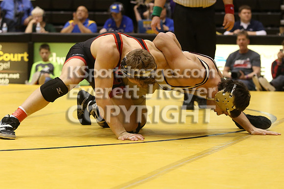At 160, Isaiah Luellen, Rossville defeated Gable Howerton, Silver Lake 13-5 in the 3-2-1A 2017 KSHSAA Wrestling Championship Finals, Saturday, February 25, 2017.
