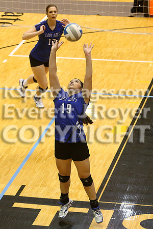 Otis-Bison defeated Beloit St. John's-Tipton in a semifinal game at the KSHSAA Class 1AD2 Volleyball State Championship on Saturday, October 28, 2017.  (Photo: Everett Royer, www.ksportsimages.com)