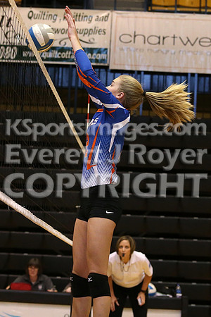 Otis-Bison defeated Beloit St. John's-Tipton in a semifinal game at the KSHSAA Class 1AD2 Volleyball State Championship on Saturday, October 28, 2017.  (Photo: Everett Royer, www.ksportsimages.com)