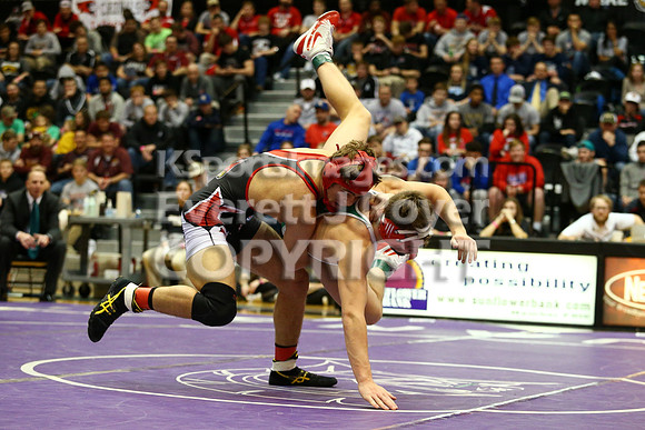 At 152, Christopher Ball, Hoisington defeated Colton Hutchinson, Smith Center 3-0 in the KSHSAA 2018 3-2-1A State Wrestling Championship Final, Saturday, February 24, 2018.
