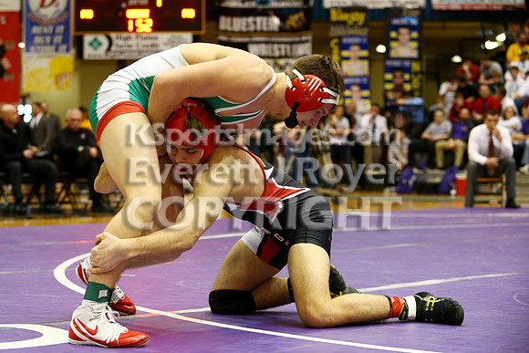 At 152, Christopher Ball, Hoisington defeated Colton Hutchinson, Smith Center 3-0 in the KSHSAA 2018 3-2-1A State Wrestling Championship Final, Saturday, February 24, 2018.
