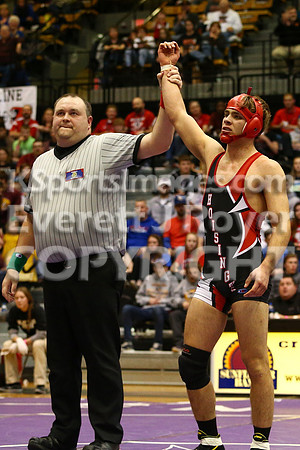 At 152, Christopher Ball, Hoisington defeated Colton Hutchinson, Smith Center 3-0 in the KSHSAA 2018 3-2-1A State Wrestling Championship Final, Saturday, February 24, 2018.
