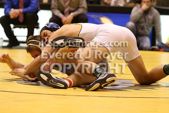 At 195, Jacob Jenkins, Chaparral defeated  Tyler Palic, Marion by Fall in the 3-2-1A 2017 KSHSAA Wrestling Championship Finals, Saturday, February 25, 2017.