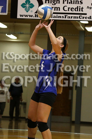 Otis-Bison defeated Beloit St. John's-Tipton in a semifinal game at the KSHSAA Class 1AD2 Volleyball State Championship on Saturday, October 28, 2017.  (Photo: Everett Royer, www.ksportsimages.com)