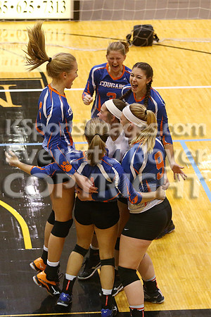 Otis-Bison defeated Beloit St. John's-Tipton in a semifinal game at the KSHSAA Class 1AD2 Volleyball State Championship on Saturday, October 28, 2017.  (Photo: Everett Royer, www.ksportsimages.com)
