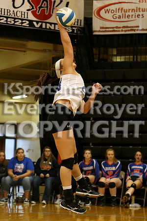 Otis-Bison defeated Beloit St. John's-Tipton in a semifinal game at the KSHSAA Class 1AD2 Volleyball State Championship on Saturday, October 28, 2017.  (Photo: Everett Royer, www.ksportsimages.com)