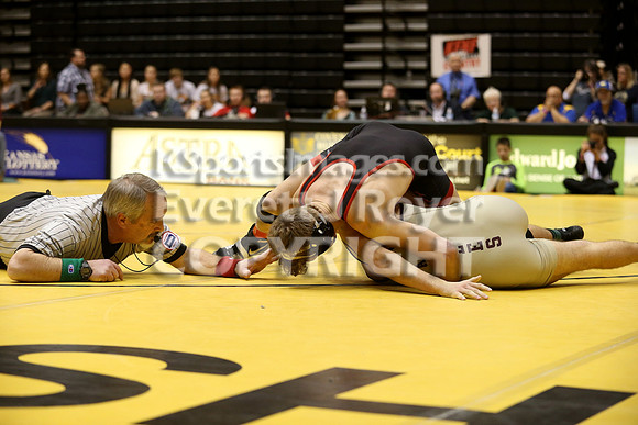 At 160, Isaiah Luellen, Rossville defeated Gable Howerton, Silver Lake 13-5 in the 3-2-1A 2017 KSHSAA Wrestling Championship Finals, Saturday, February 25, 2017.