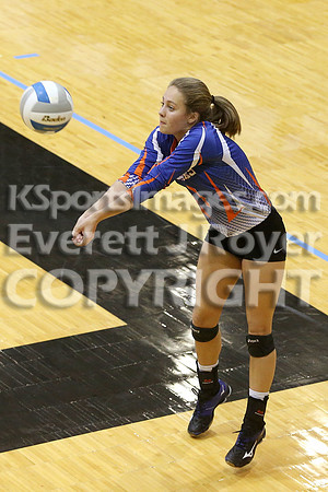 Otis-Bison defeated Beloit St. John's-Tipton in a semifinal game at the KSHSAA Class 1AD2 Volleyball State Championship on Saturday, October 28, 2017.  (Photo: Everett Royer, www.ksportsimages.com)