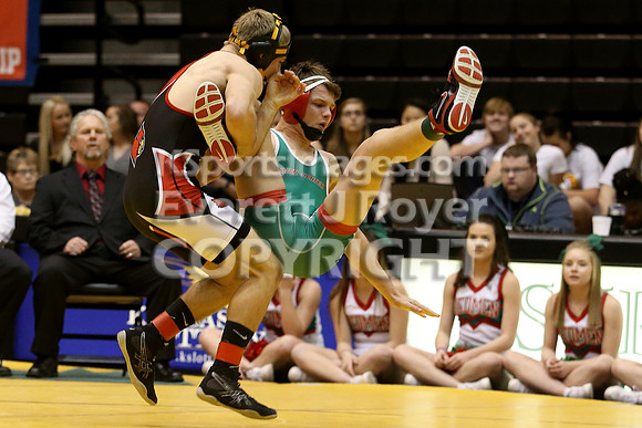 At 145, Jonathan Ball, Hoisington defeated  Colton Hutchinson, Smith Center 12-1 in the 3-2-1A 2017 KSHSAA Wrestling Championship Finals, Saturday, February 25, 2017.