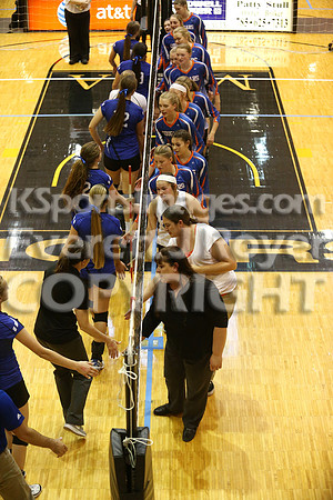Otis-Bison defeated Beloit St. John's-Tipton in a semifinal game at the KSHSAA Class 1AD2 Volleyball State Championship on Saturday, October 28, 2017.  (Photo: Everett Royer, www.ksportsimages.com)