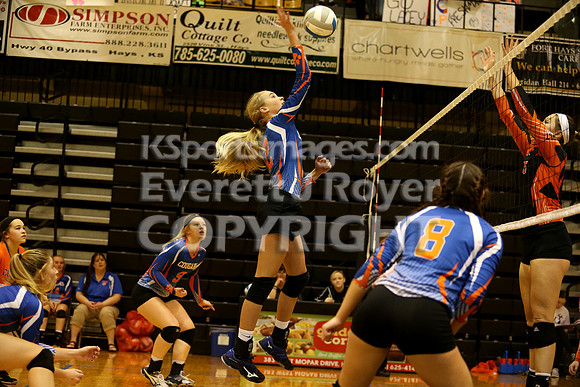 Otis-Bison defeated Waverly to finish 3rd at the 2016 KSHSAA 1AD2 Volleyball Tournament.