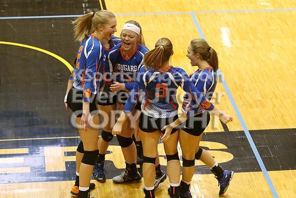 Otis-Bison defeated Beloit St. John's-Tipton in a semifinal game at the KSHSAA Class 1AD2 Volleyball State Championship on Saturday, October 28, 2017.  (Photo: Everett Royer, www.ksportsimages.com)