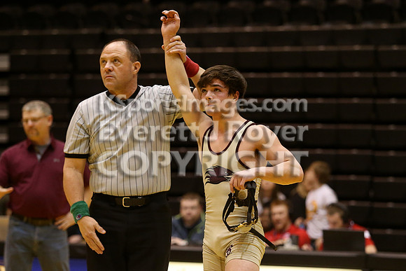 At 126, Jordan Priddy, Silver Lake defeated Seth Harrell, Sabetha 3-1 in the 3-2-1A 2017 KSHSAA Wrestling Championship Finals, Saturday, February 25, 2017.