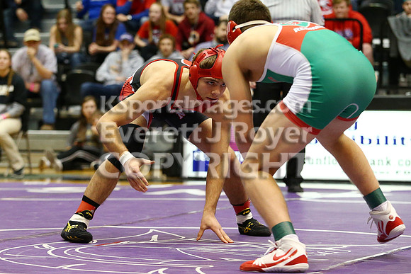 At 152, Christopher Ball, Hoisington defeated Colton Hutchinson, Smith Center 3-0 in the KSHSAA 2018 3-2-1A State Wrestling Championship Final, Saturday, February 24, 2018.