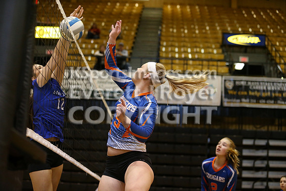 Otis-Bison defeated Beloit St. John's-Tipton in a semifinal game at the KSHSAA Class 1AD2 Volleyball State Championship on Saturday, October 28, 2017.  (Photo: Everett Royer, www.ksportsimages.com)