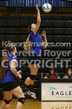 Otis-Bison defeated Beloit St. John's-Tipton in a semifinal game at the KSHSAA Class 1AD2 Volleyball State Championship on Saturday, October 28, 2017.  (Photo: Everett Royer, www.ksportsimages.com)