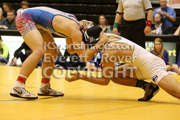 At 195, Jacob Jenkins, Chaparral defeated  Tyler Palic, Marion by Fall in the 3-2-1A 2017 KSHSAA Wrestling Championship Finals, Saturday, February 25, 2017.