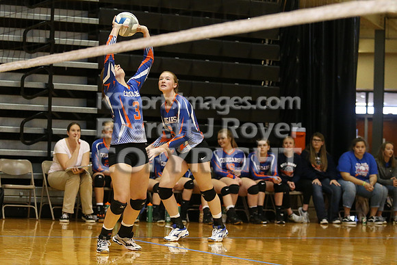 Otis-Bison defeated Beloit St. John's-Tipton in a semifinal game at the KSHSAA Class 1AD2 Volleyball State Championship on Saturday, October 28, 2017.  (Photo: Everett Royer, www.ksportsimages.com)