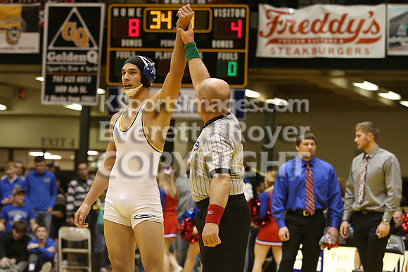 At 195, Jacob Jenkins, Chaparral defeated  Tyler Palic, Marion by Fall in the 3-2-1A 2017 KSHSAA Wrestling Championship Finals, Saturday, February 25, 2017.