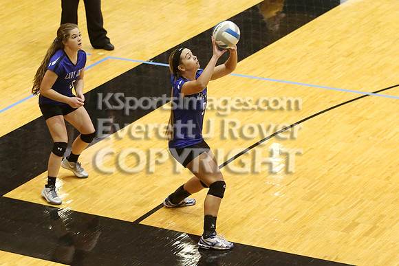 Otis-Bison defeated Beloit St. John's-Tipton in a semifinal game at the KSHSAA Class 1AD2 Volleyball State Championship on Saturday, October 28, 2017.  (Photo: Everett Royer, www.ksportsimages.com)