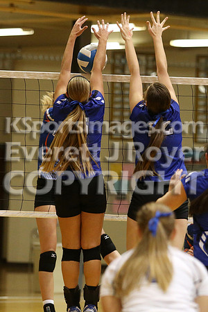 Otis-Bison defeated Beloit St. John's-Tipton in a semifinal game at the KSHSAA Class 1AD2 Volleyball State Championship on Saturday, October 28, 2017.  (Photo: Everett Royer, www.ksportsimages.com)