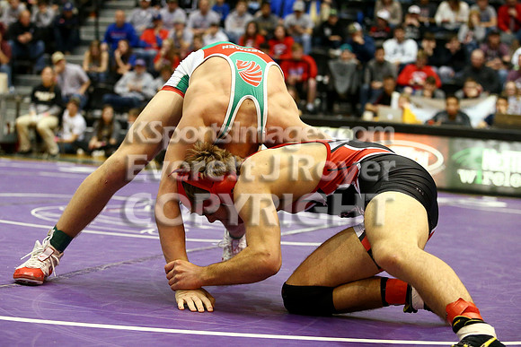 At 152, Christopher Ball, Hoisington defeated Colton Hutchinson, Smith Center 3-0 in the KSHSAA 2018 3-2-1A State Wrestling Championship Final, Saturday, February 24, 2018.