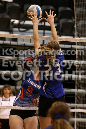 Otis-Bison defeated Beloit St. John's-Tipton in a semifinal game at the KSHSAA Class 1AD2 Volleyball State Championship on Saturday, October 28, 2017.  (Photo: Everett Royer, www.ksportsimages.com)