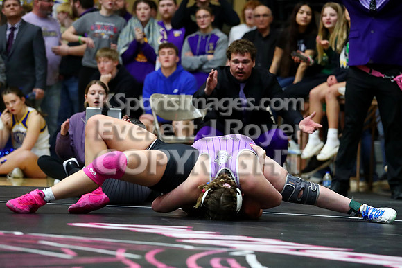 155 Cali Wagoner (Oakley HS) 31-2, Jr. over Zoe Brown (Plainville HS) 38-7, Sr. (Fall 3:34)