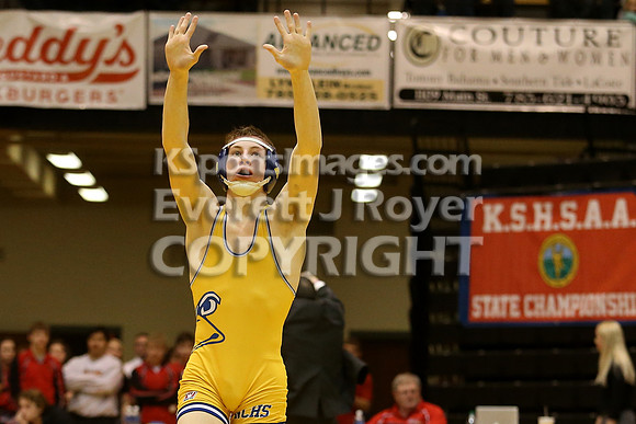 At 120, Ryan Johnson, Norton defeated  Tyler Kester, Cherokee-Southeast 4-3 in the 3-2-1A 2017 KSHSAA Wrestling Championship Finals, Saturday, February 25, 2017.