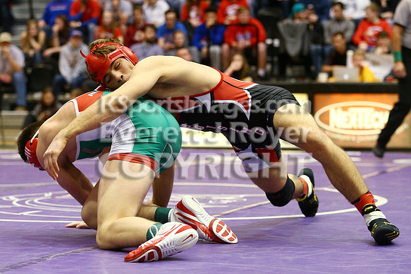 At 152, Christopher Ball, Hoisington defeated Colton Hutchinson, Smith Center 3-0 in the KSHSAA 2018 3-2-1A State Wrestling Championship Final, Saturday, February 24, 2018.