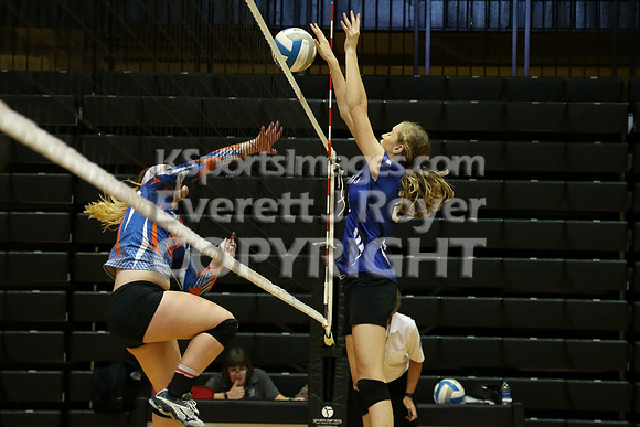 Otis-Bison defeated Beloit St. John's-Tipton in a semifinal game at the KSHSAA Class 1AD2 Volleyball State Championship on Saturday, October 28, 2017.  (Photo: Everett Royer, www.ksportsimages.com)